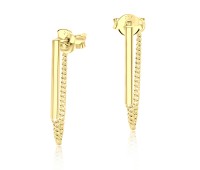 Gold Plate Straight Bar with Chain Stud Earring STS-838-GP